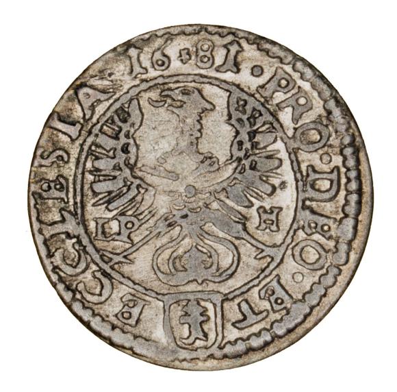 1 krajcar 1681 Fryderyk Heski Księstwo Nyskie Biskupów Wrocławskich Nysa