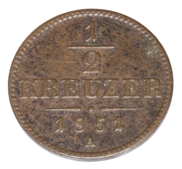 1/2 krajcara 1851 Franciszek Józef I Węgry Wiedeń