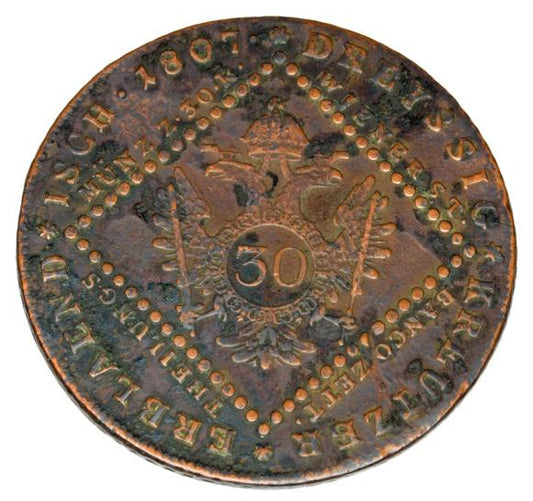 30 krajcarów 1807 Franciszek II Habsburg Austria Wiedeń