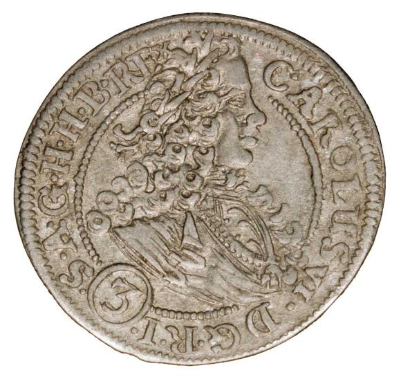 3 krajcary 1712 Karol VI Habsburg Śląsk Wrocław