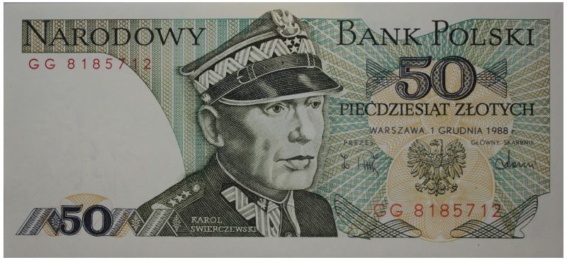 PRL 50 zł Karol Świerczewski 1988 seria GG P-142e