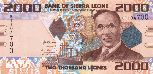 Sierra Leone 2000 leones Wallace Johnson 2010 P-31