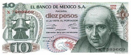 Meksyk 10 Peso Katedra 1975 P-63h