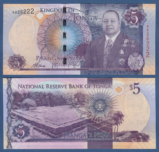 Tonga 5 Paanga Król Tupou VI 2015 P-45