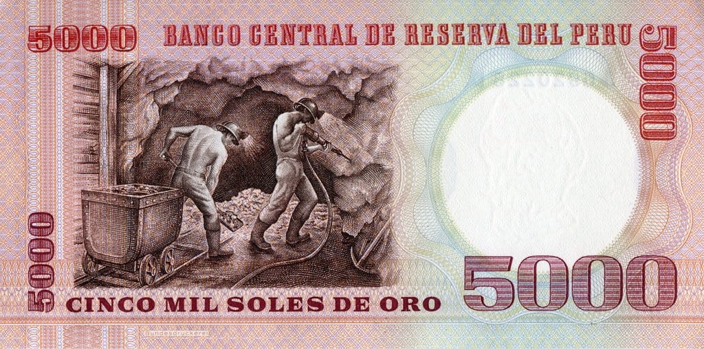 Peru 5000 soles Górnicy 1985 P-117c