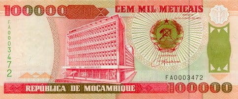 Mozambik 100 000 metical  Tama 1993 P-139