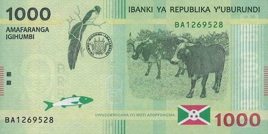 Burundi 1000 franków Krowy 2015 P-51a