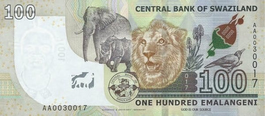 Swaziland 100 emalangeni Zwierzęta 2017 P-42a