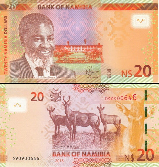 Namibia 20 dolarów Bawolec rudy 2015 P-12c