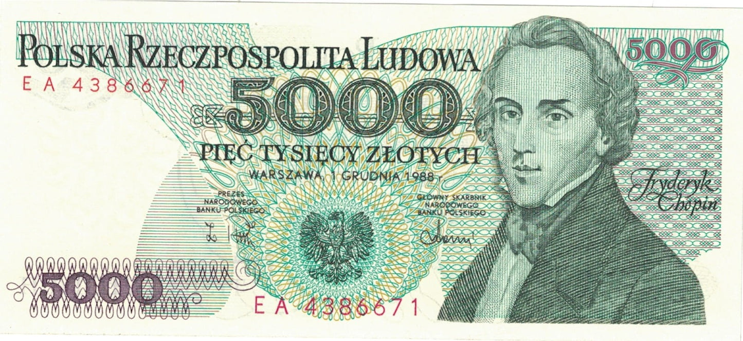 PRL 5000 zł Fryderyk Chopin 1988 P-150c EA