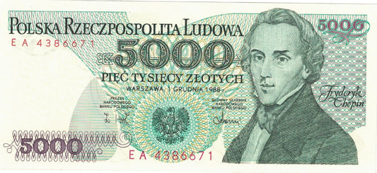 PRL 5000 zł Fryderyk Chopin 1988 P-150c EA