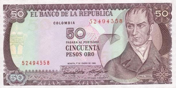 Kolumbia 50 peso Orchidea 1986 P-425b