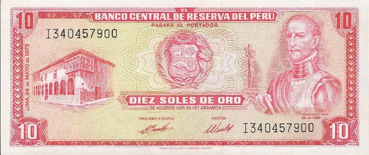 Peru 10 soles Tititaka żaglówki 1973 P-100c