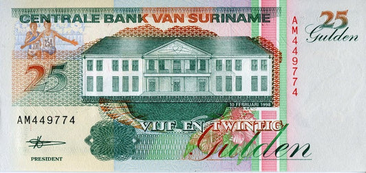 Surinam 25 guldenów Pływak 1998 P-138d