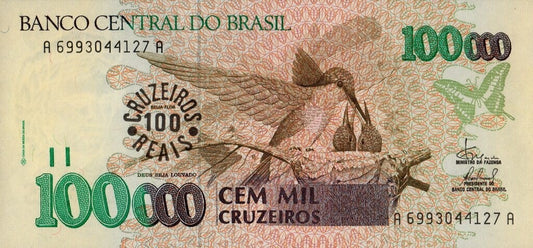 Brazylia 100 cruzeiros Kolibry 1993 P-238