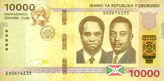 Burundi 10 000 franków Hipopotam 2018 P-54b