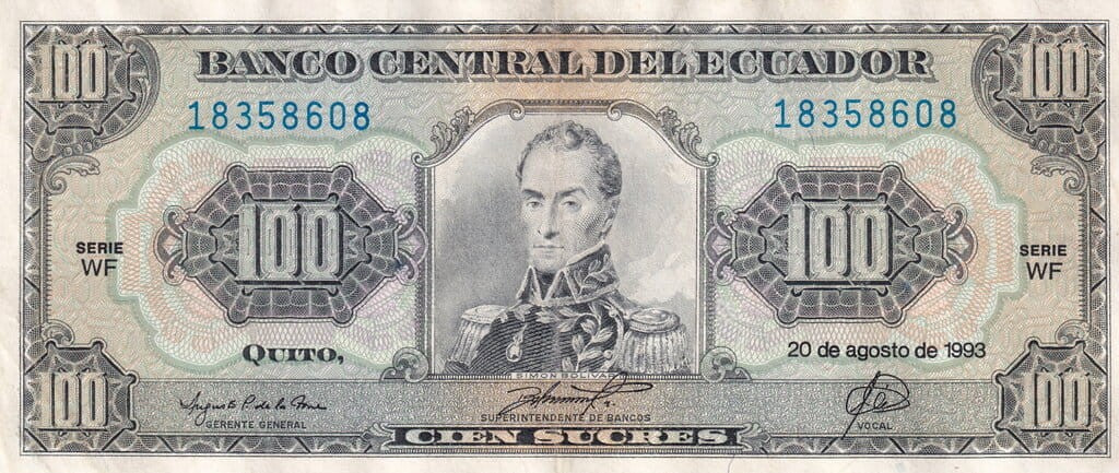 Ekwador 100 sucres Simon Boliwar 1993 P-123Ab.5