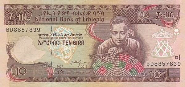 Etiopia 10 Birr Traktor 2015 P-48f