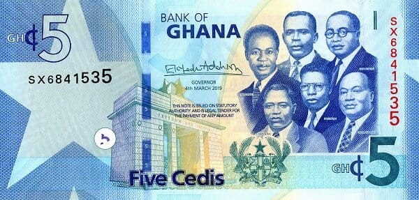 Ghana 5 cedis Pałac 2019 P-38g