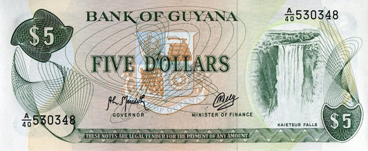 Gujana 5 $ Trzcina cukrowa 1992 P-22f