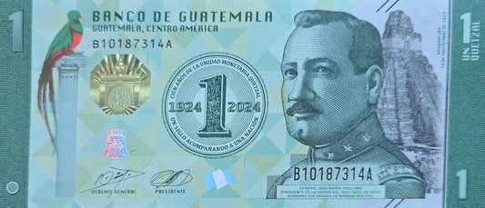 Gwatemala 1 Quetzal 100-lecie quetzala 2024 P-129