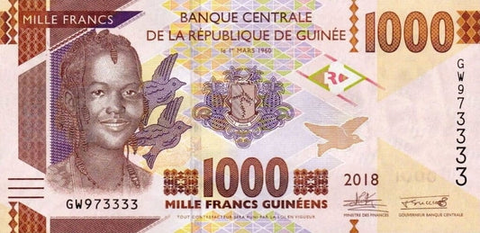 Gwinea 1000 franków Koparki 2018 P-48c