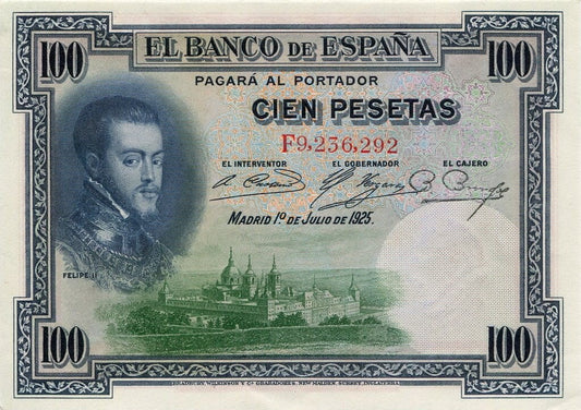 Hiszpania 100 pesetas Escorial 1925 P-69c