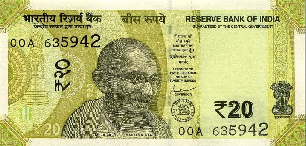 Indie 20 rupii Ghandi/Ellora 2019 P-110a