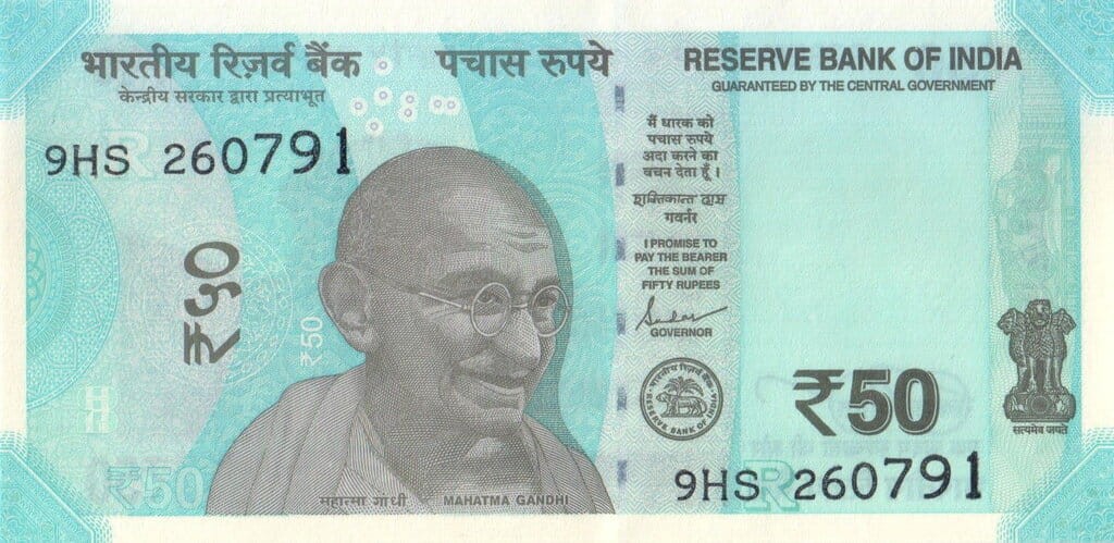 Indie 50 rupii Ghandi/Hampi 2023 P-111s