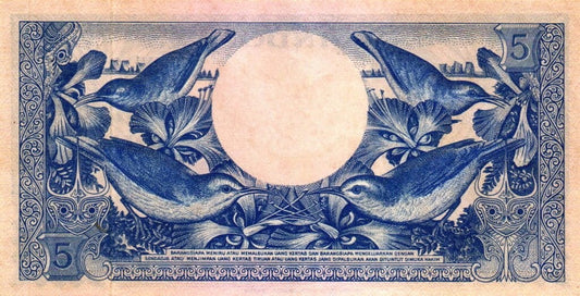 Indonezja 5 rupii Kwiat i ptaki 1959 P-65a.3