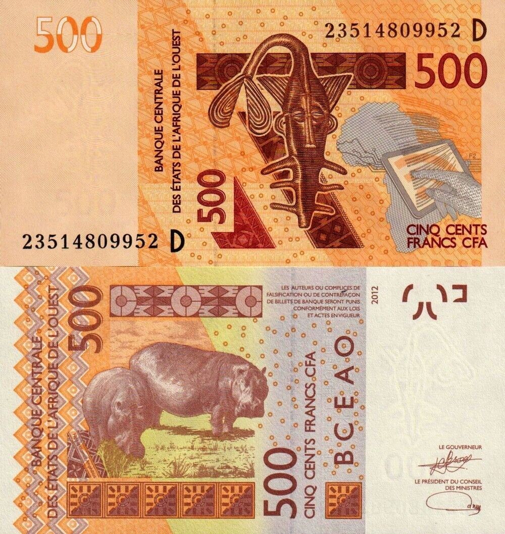 Mali- Afryka zachodnia 500 fr Hipopotamy 2023 P-419 Di