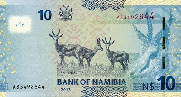 Namibia 10 dolarów Skocznik Antylopi 2013 P-11b