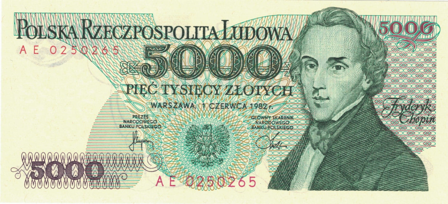 PRL 5000 zł Fryderyk Chopin 1982 P-150a AE