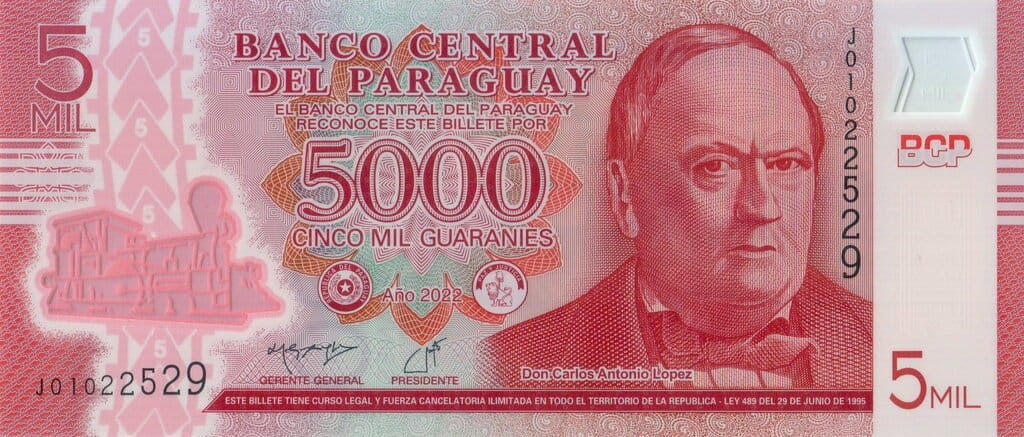 Paragwaj 5000 guarani Pałac 2022 P-234d