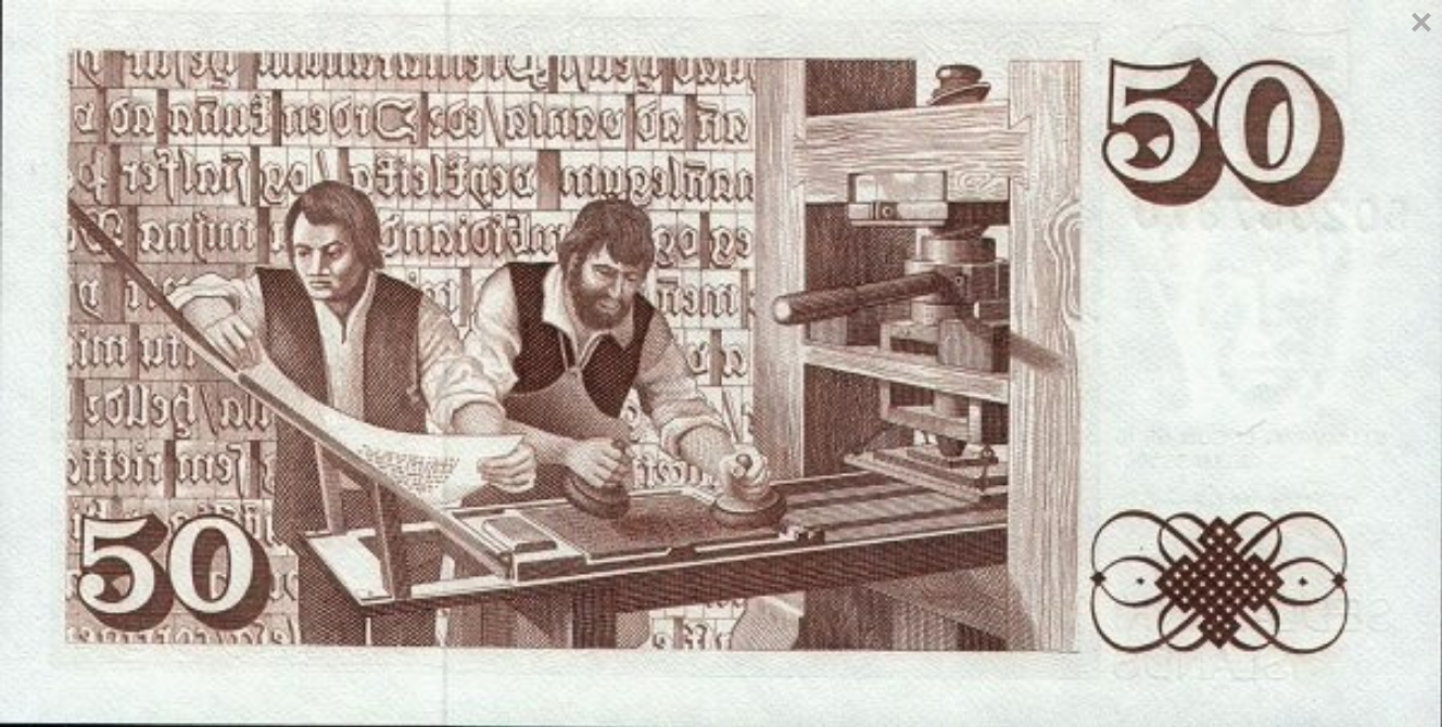 Islandia 50 koron Prasa drukarska 1981 P-49