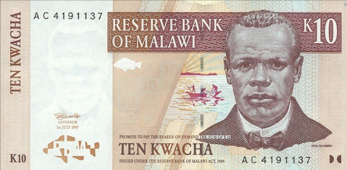 Malawi 10 kwacha Czytanie 1997 P-37