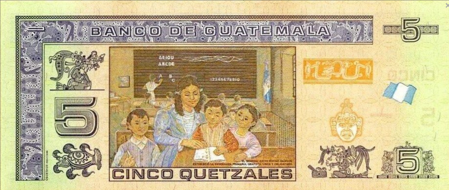 Gwatemala 5 Quetzali Generał Barrios 2020 P-122Ad