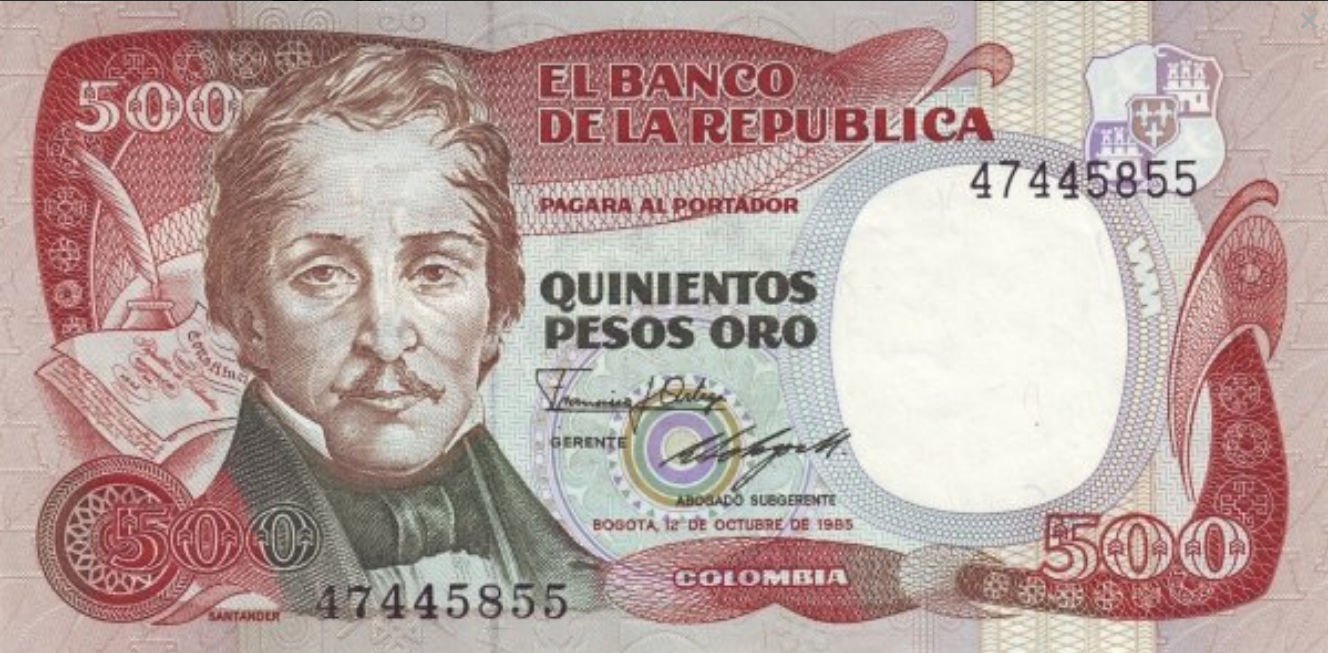 Kolumbia 500 peso Rezydencja 1985 P-423c