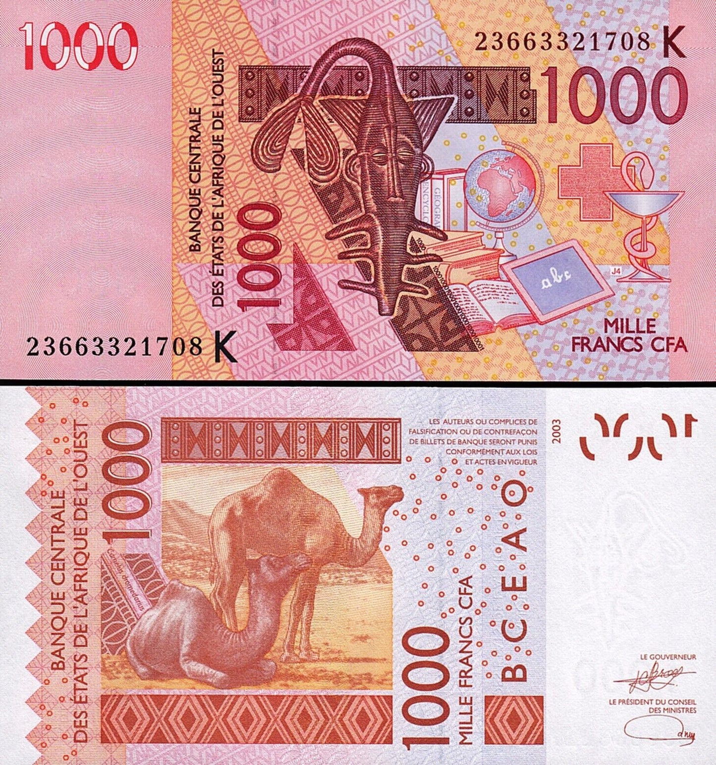 Senegal- Afryka zach. 1000 CFA Wielbłądy 2023 P-715K