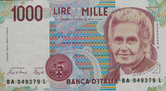 Włochy 1000 ITL M. Montesori 1990 P-114