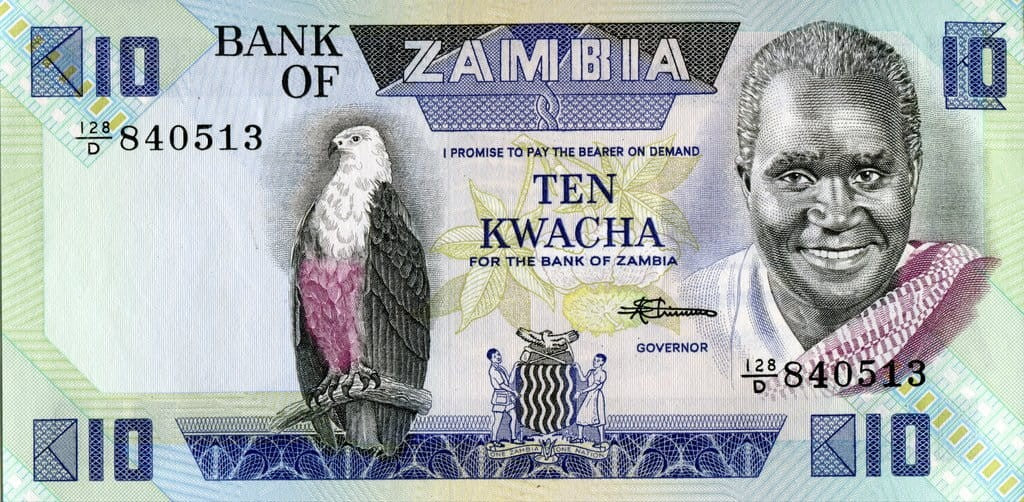 Zambia 10 kwacha Bank 1986 P-26e