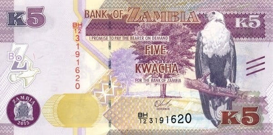 Zambia 5 kwacha Lew 2015 P-57a